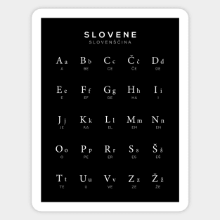 Slovene Alphabet Chart - Black Sticker